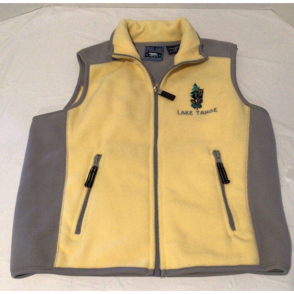 Fleece Vest  Embroidered  Lake Tahoe Yellow/Gray Polar Quality Sportswear